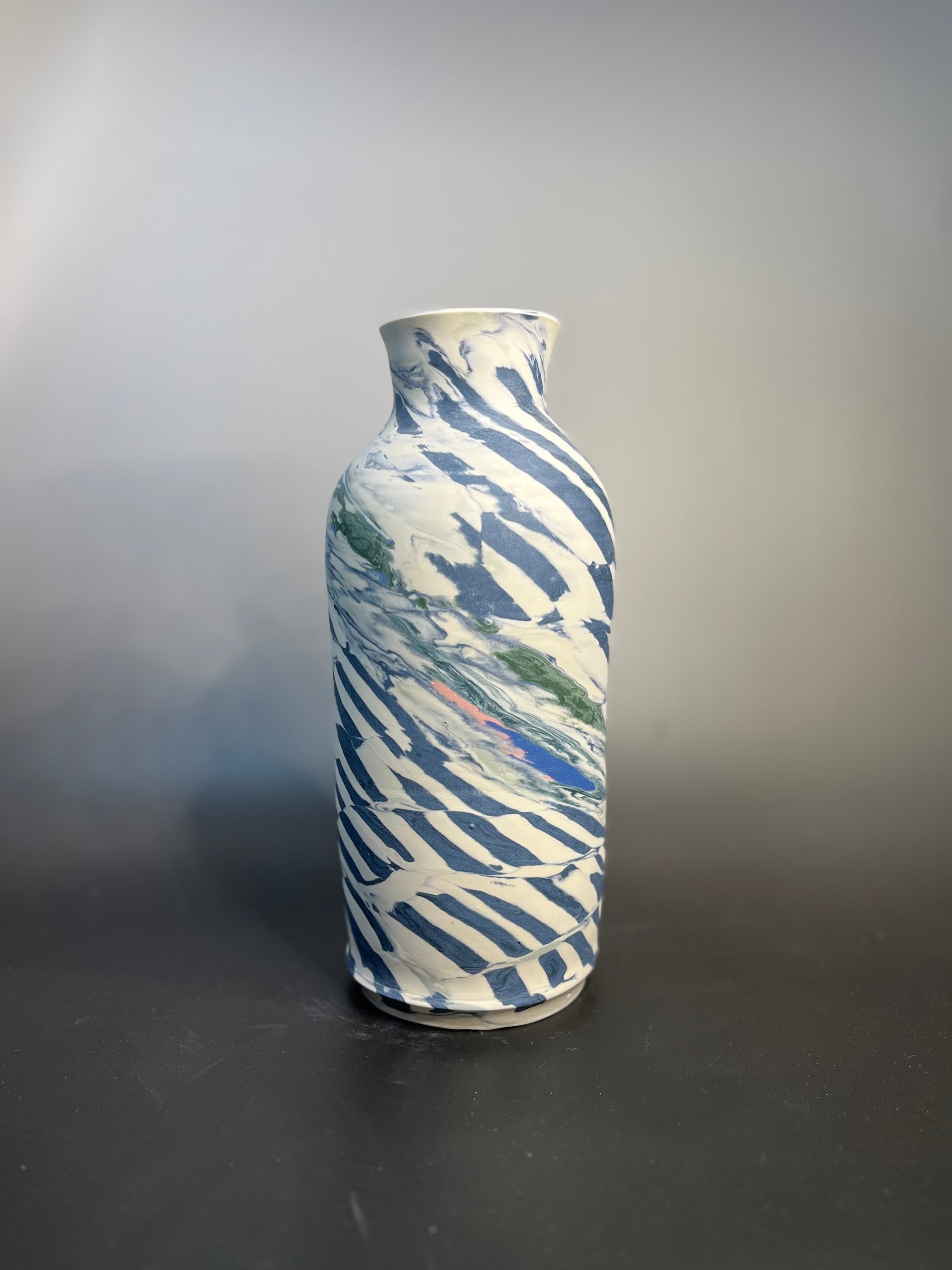 Large checkered bottle neck vase